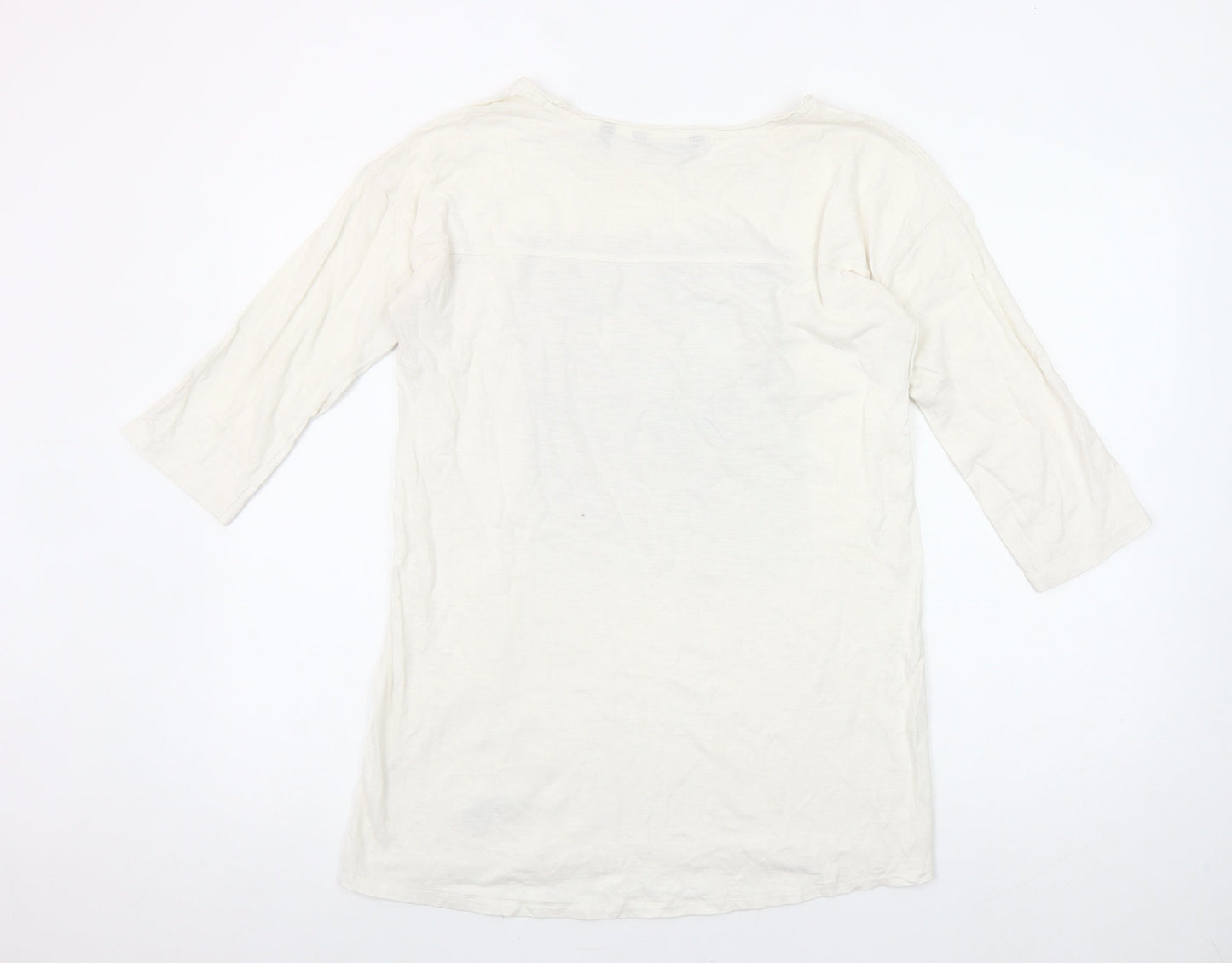 Next Women’s Ivory 3/4 Sleeve 100% Cotton Graphic T-Shirt Size 10