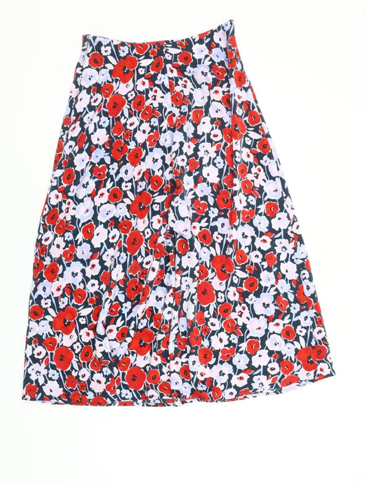 Vila Womens Multicoloured Floral Midi A-Line Skirt Size 8