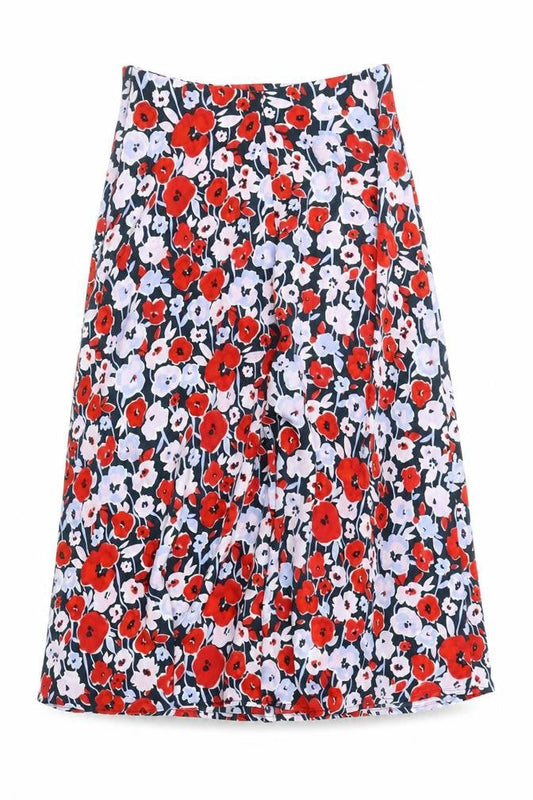 Vila Womens Multicoloured Floral Midi A-Line Skirt Size 8