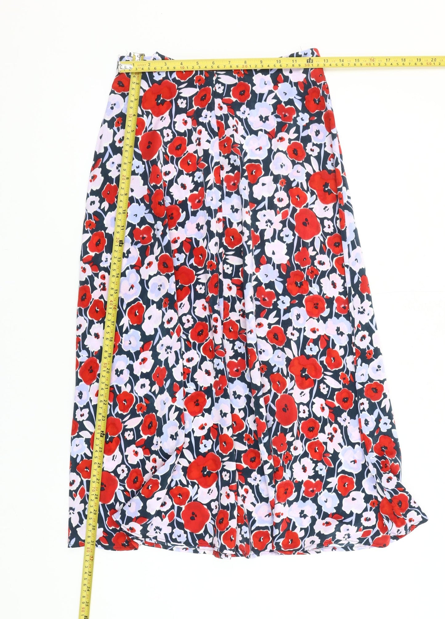Vila Womens Multicoloured Floral Midi A-Line Skirt Size 8