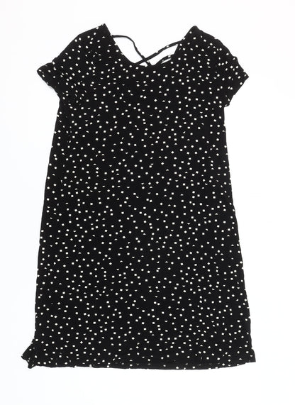 ONLY Women’s Black Geometric Shift Dress Size M Short Sleeve Casual