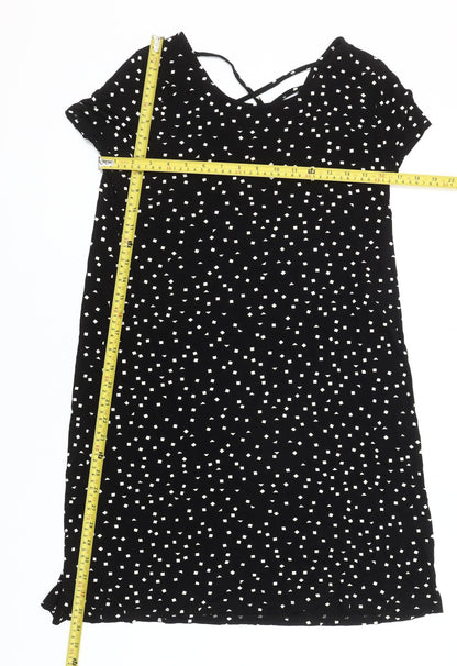 ONLY Women’s Black Geometric Shift Dress Size M Short Sleeve Casual