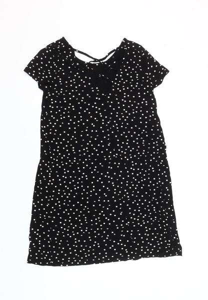 ONLY Women’s Black Geometric Shift Dress Size M Short Sleeve Casual