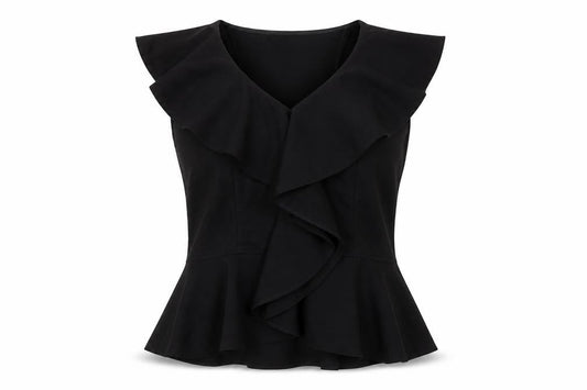 Ted Baker Women's Black Ruffle Wrap Blouse Size 12
