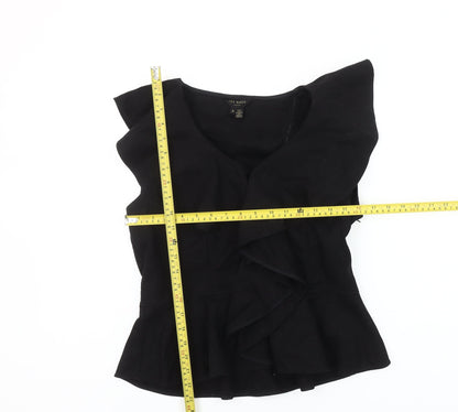 Ted Baker Women's Black Ruffle Wrap Blouse Size 12