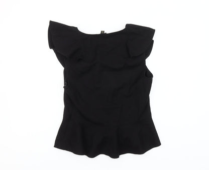 Ted Baker Women's Black Ruffle Wrap Blouse Size 12