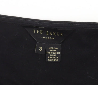 Ted Baker Women's Black Ruffle Wrap Blouse Size 12