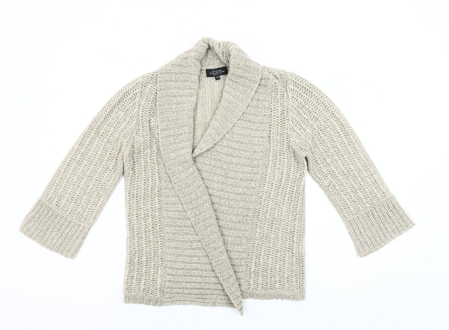 Debenhams Women Beige Open Knit Cardigan Size 10 3/4 Sleeve