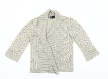 Debenhams Women Beige Open Knit Cardigan Size 10 3/4 Sleeve