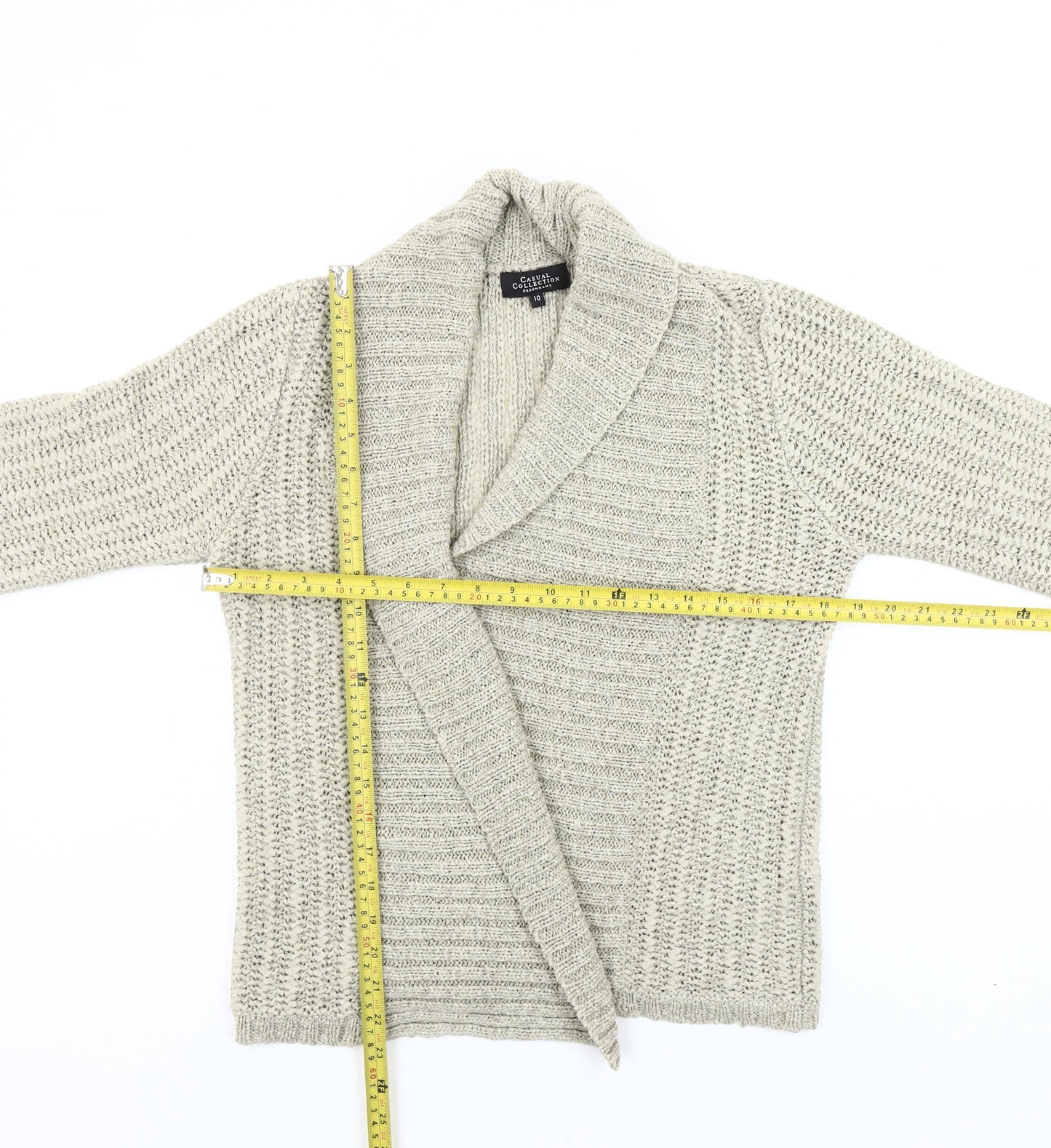 Debenhams Women Beige Open Knit Cardigan Size 10 3/4 Sleeve