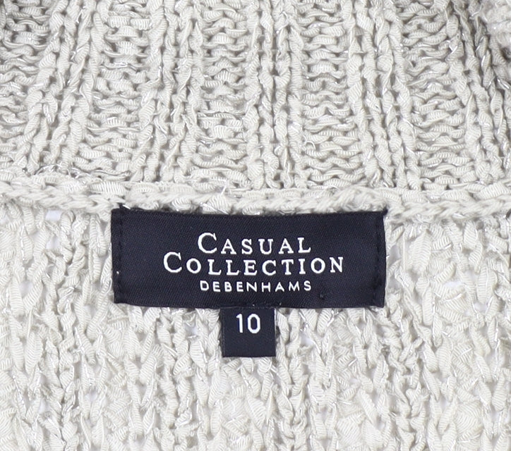 Debenhams Women Beige Open Knit Cardigan Size 10 3/4 Sleeve