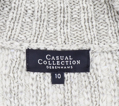 Debenhams Women Beige Open Knit Cardigan Size 10 3/4 Sleeve