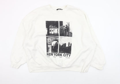 Dunnes Womens White New York City Graphic Pullover Sweatshirt XXL