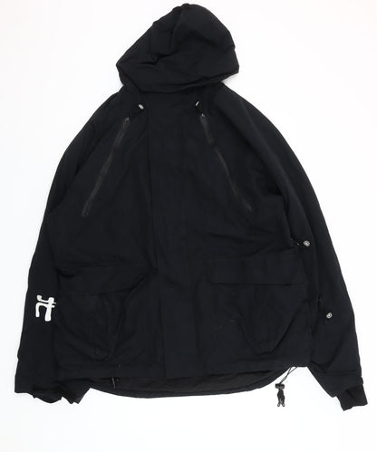 Moah Men’s Black XL Hooded Parka Jacket with Zip Pockets