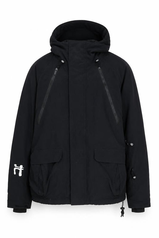 Moah Men’s Black XL Hooded Parka Jacket with Zip Pockets