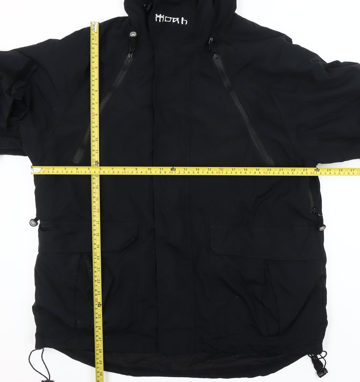 Moah Men’s Black XL Hooded Parka Jacket with Zip Pockets