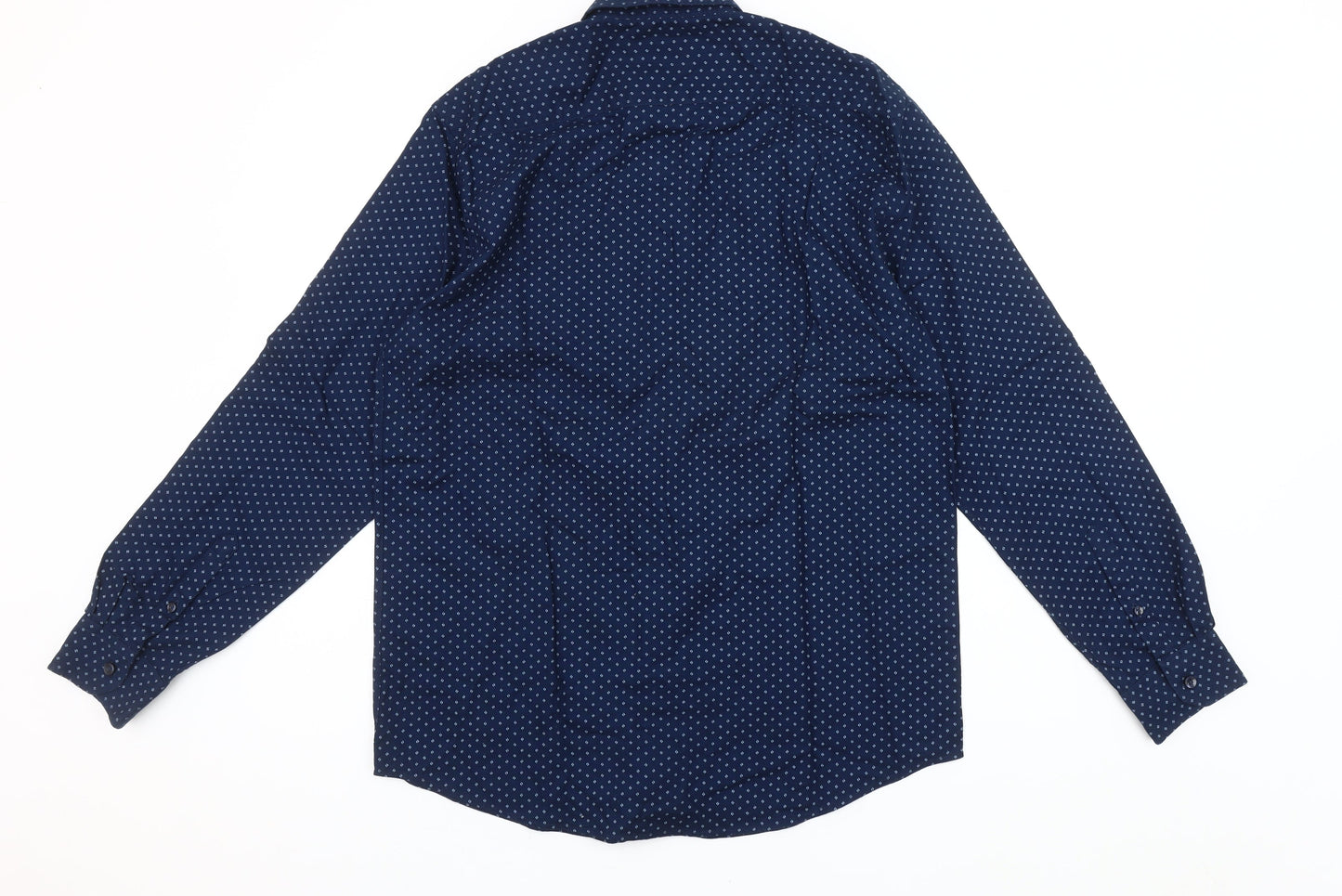 Dunnes Stores Men's Blue Regular Fit Long Sleeve Cotton Button-Up Shirt M 38-40"
