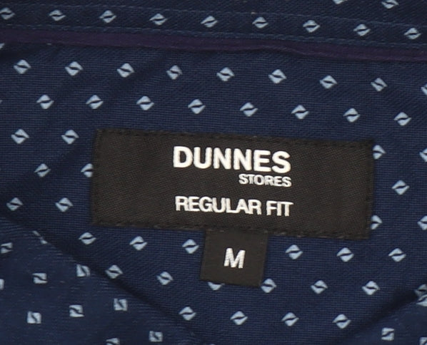 Dunnes Stores Men's Blue Regular Fit Long Sleeve Cotton Button-Up Shirt M 38-40"