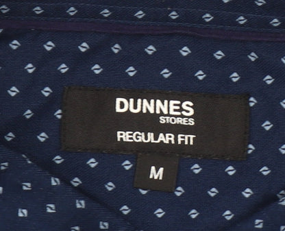 Dunnes Stores Men's Blue Regular Fit Long Sleeve Cotton Button-Up Shirt M 38-40"