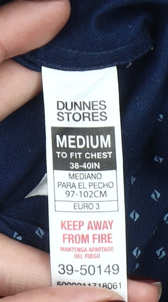 Dunnes Stores Men's Blue Regular Fit Long Sleeve Cotton Button-Up Shirt M 38-40"