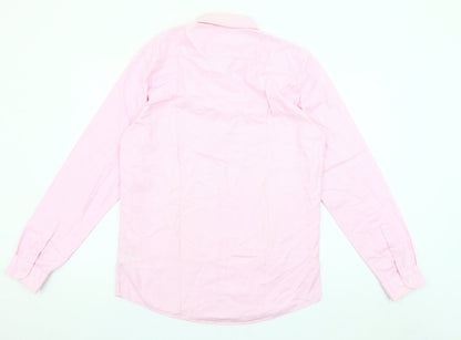 Primark Men's Pink Slim Fit Cotton Long Sleeve Button-Up Shirt 16 Collar