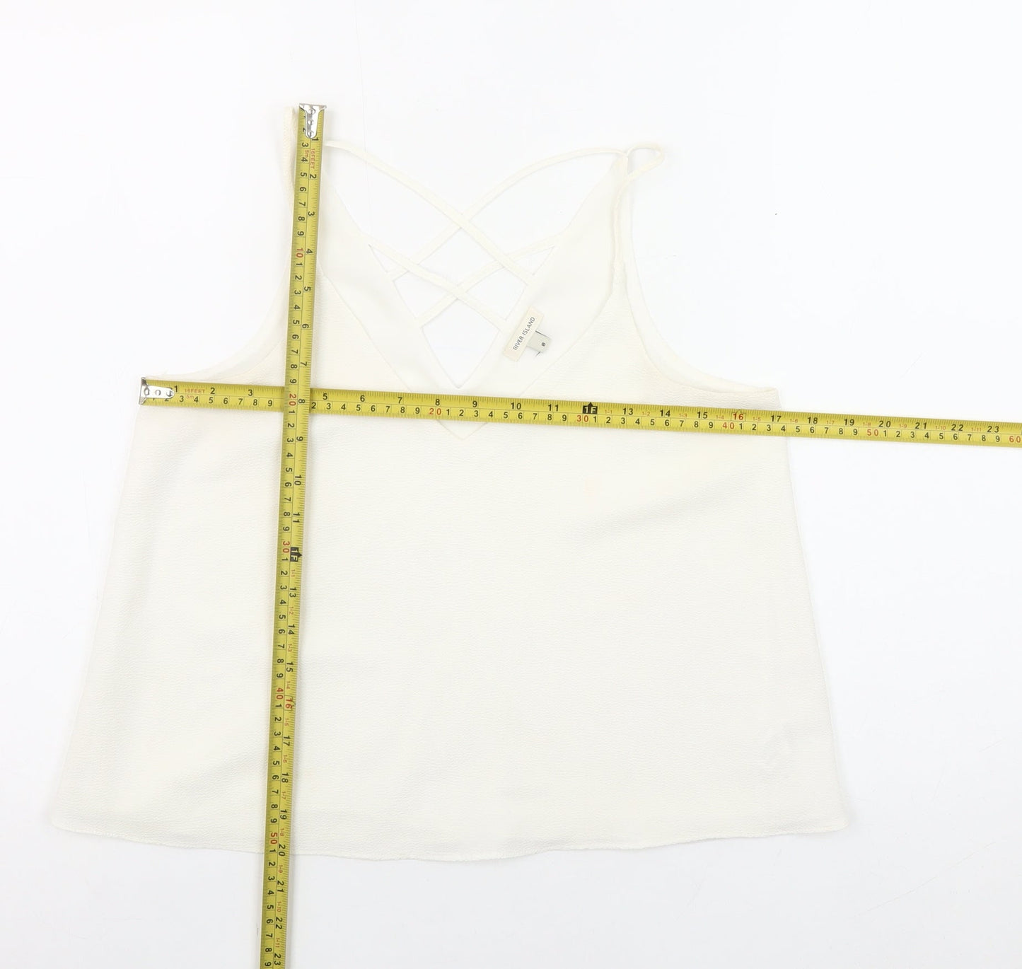 River Island Women’s Ivory Strappy Camisole Vest Top Size 8