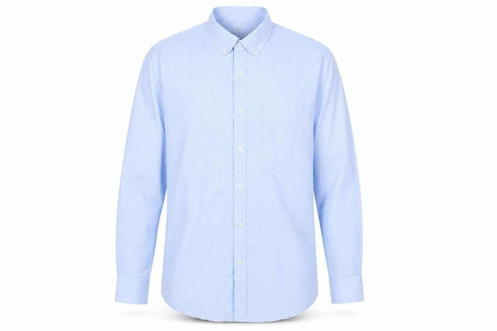 Front view of Dunnes Men's Blue Regular Fit Oxford Button-Up Shirt M