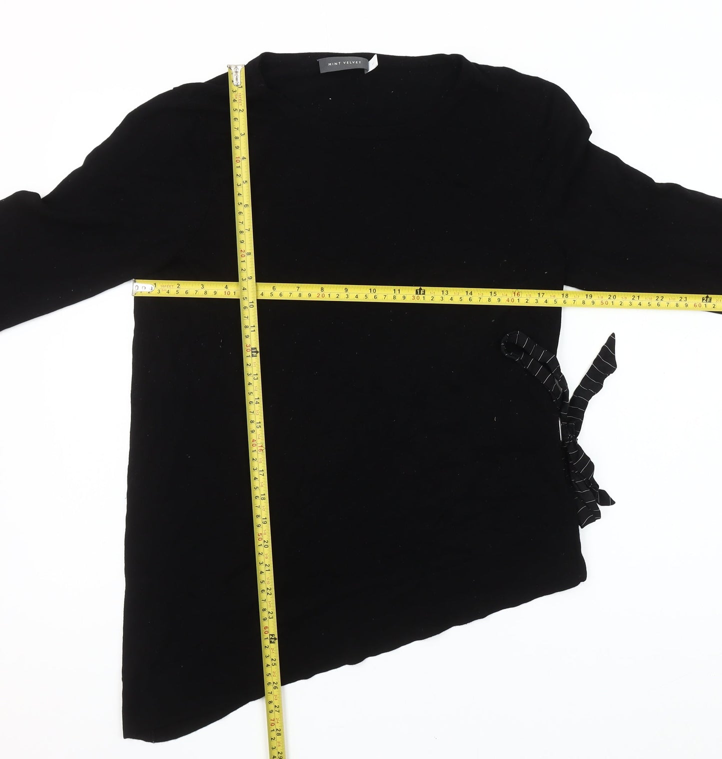 Mint Velvet Women’s Black Asymmetric Bow Jumper Size 12