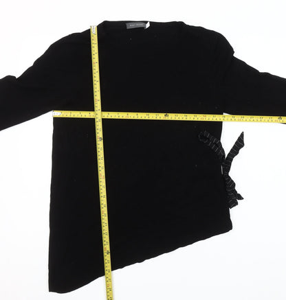 Mint Velvet Women’s Black Asymmetric Bow Jumper Size 12