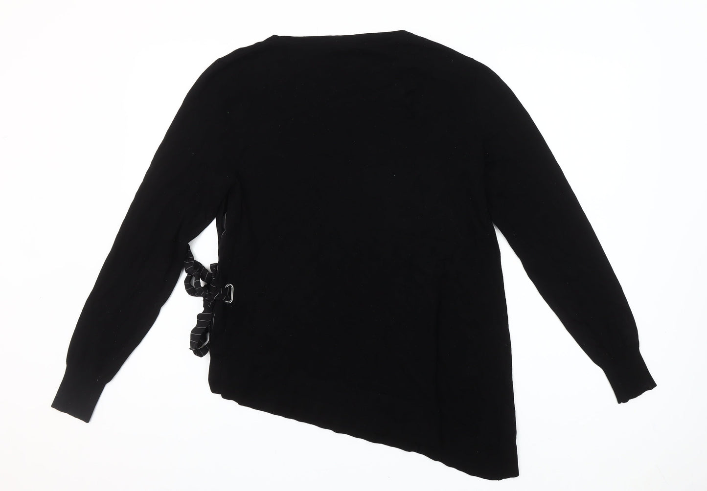 Mint Velvet Women’s Black Asymmetric Bow Jumper Size 12
