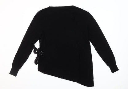 Mint Velvet Women’s Black Asymmetric Bow Jumper Size 12