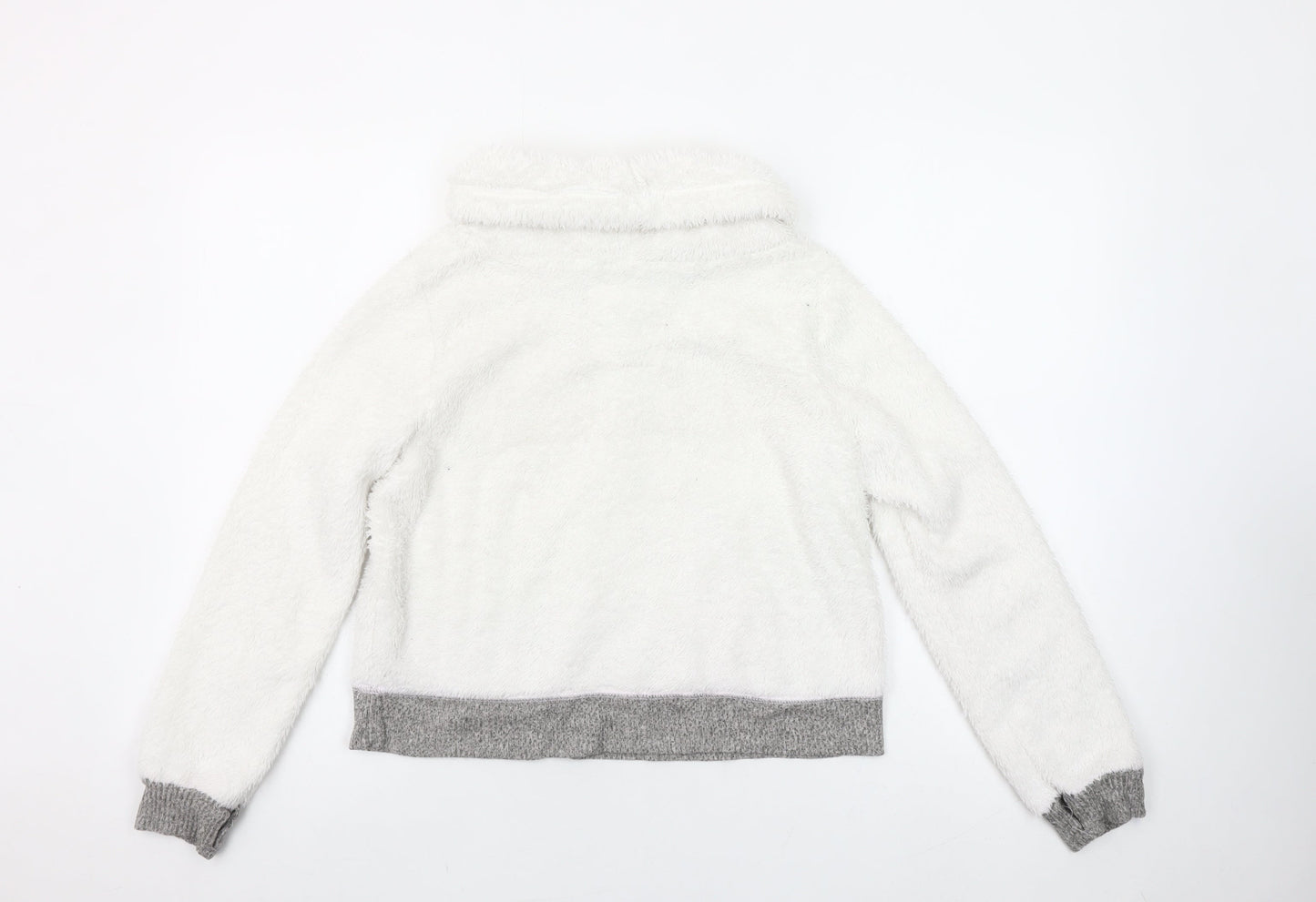 Hollister Women White Faux Fur Pullover Hoodie XS