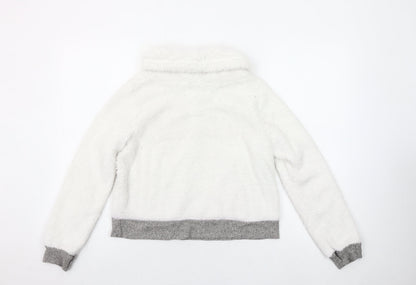 Hollister Women White Faux Fur Pullover Hoodie XS
