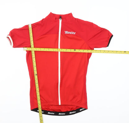 Santini Men's Red Cycling Jersey S Short Sleeve Full Zip Activewear Top