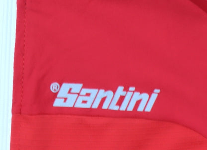 Santini Men's Red Cycling Jersey S Short Sleeve Full Zip Activewear Top