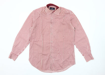 Jack Doyle Men's Red Striped Cotton Button-Up Shirt 15.5in Regular Fit