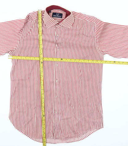 Jack Doyle Men's Red Striped Cotton Button-Up Shirt 15.5in Regular Fit