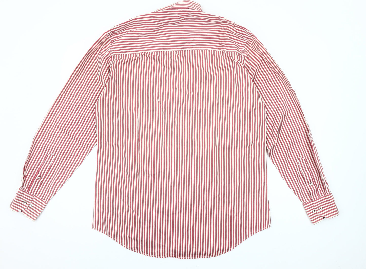 Jack Doyle Men's Red Striped Cotton Button-Up Shirt 15.5in Regular Fit