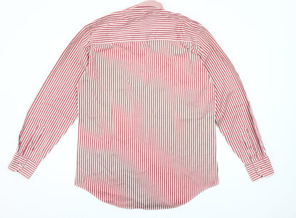 Jack Doyle Men's Red Striped Cotton Button-Up Shirt 15.5in Regular Fit