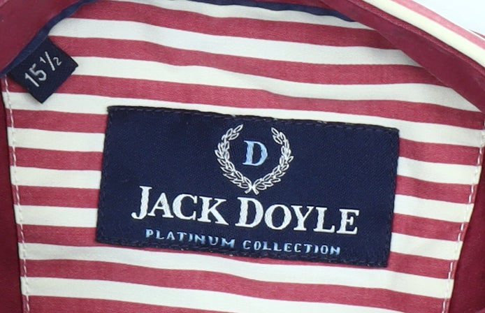 Jack Doyle Men's Red Striped Cotton Button-Up Shirt 15.5in Regular Fit