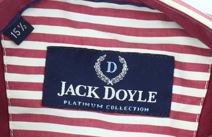 Jack Doyle Men's Red Striped Cotton Button-Up Shirt 15.5in Regular Fit