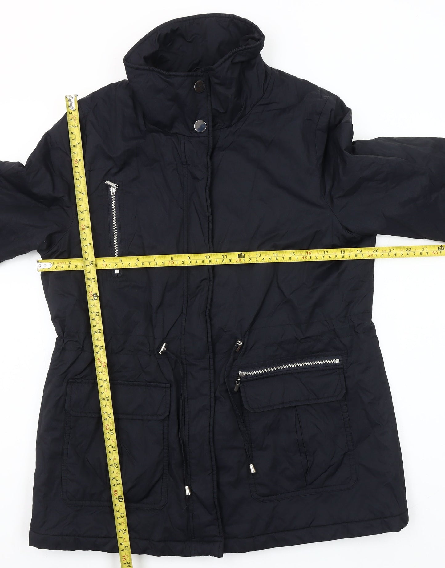 Kaliko Women's Black Size 12 Parka Jacket with Zip Pockets