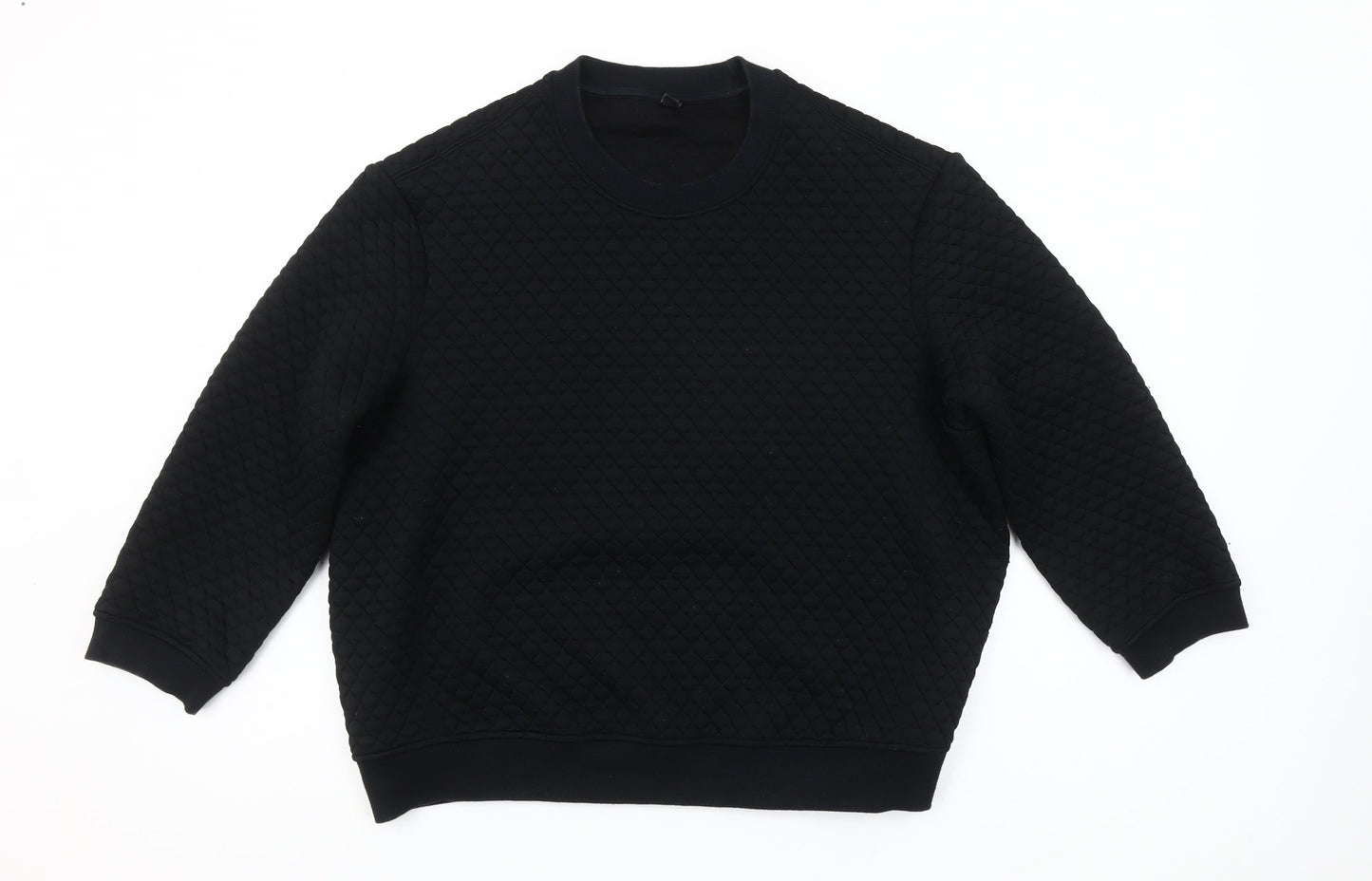 Uniqlo Women Black Quilted Pullover Sweatshirt XL Polyester Blend