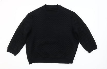Uniqlo Women Black Quilted Pullover Sweatshirt XL Polyester Blend