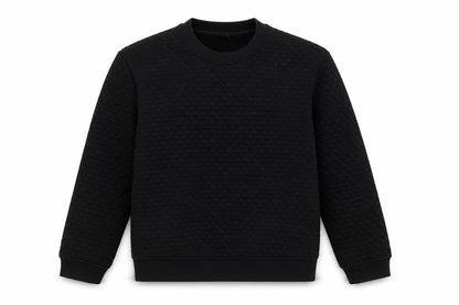 Uniqlo Women Black Quilted Pullover Sweatshirt XL Polyester Blend