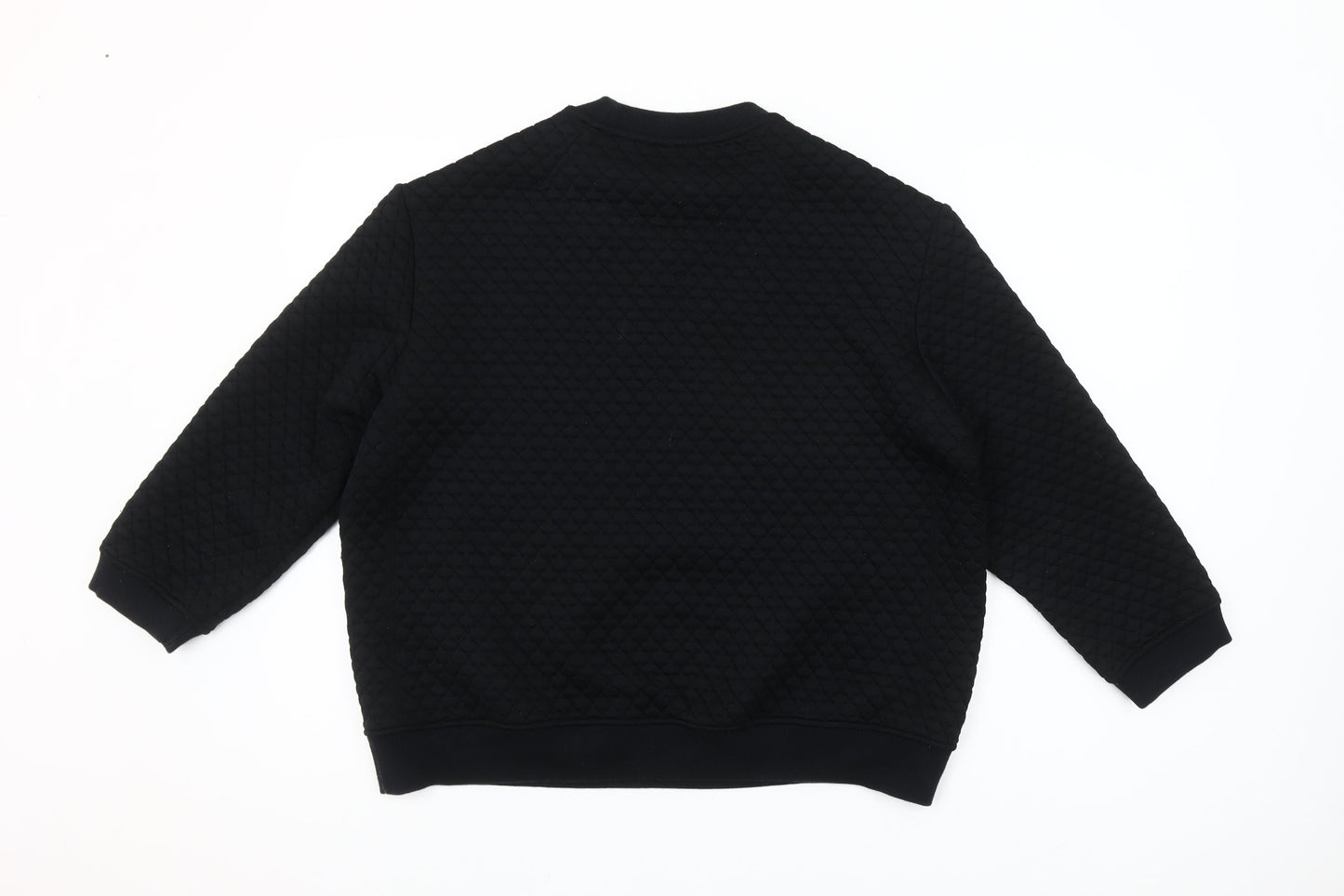Uniqlo Women Black Quilted Pullover Sweatshirt XL Polyester Blend
