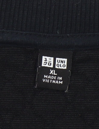 Uniqlo Women Black Quilted Pullover Sweatshirt XL Polyester Blend