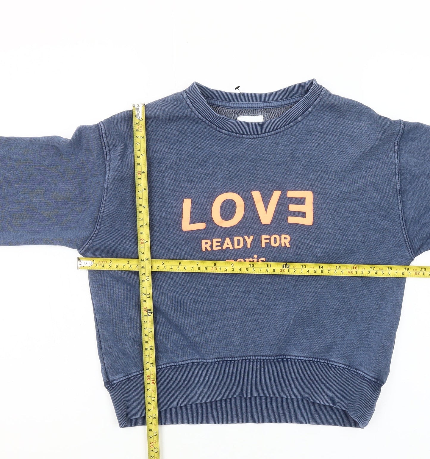 Zara Girls Blue LOVE Paris Graphic Pullover Sweatshirt 11-12 Years