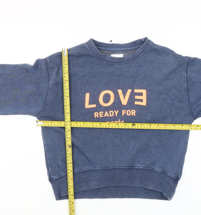 Zara Girls Blue LOVE Paris Graphic Pullover Sweatshirt 11-12 Years