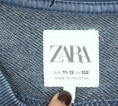 Zara Girls Blue LOVE Paris Graphic Pullover Sweatshirt 11-12 Years